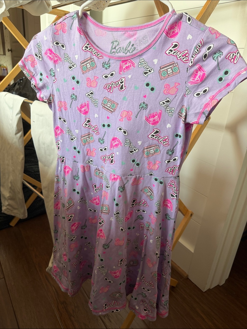 Barbie Lavender dress with Pink & Green Accents